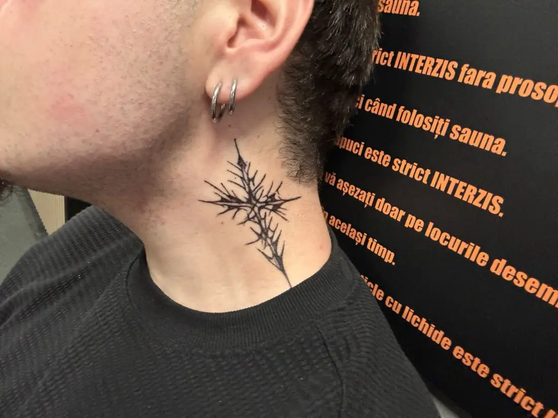 Cybersigilism Neck Star Tattoo