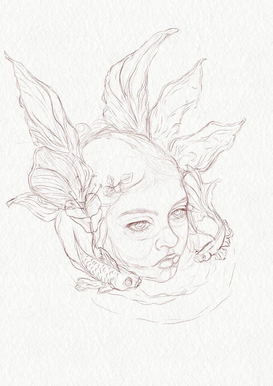 Koi & Botanical Portrait