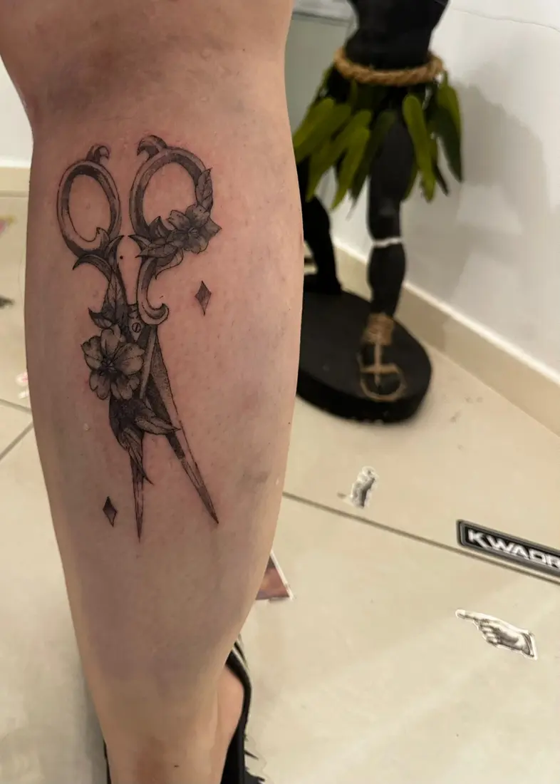 Vintage Scissors Fine Line Tattoo